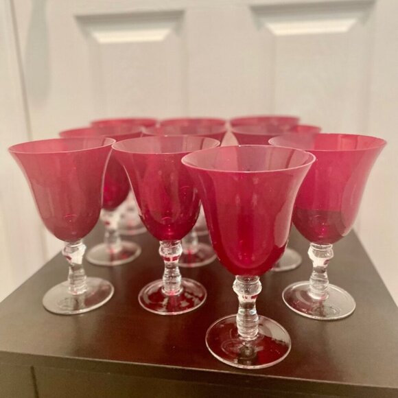 VTG BELL WINE GLASSES RUBY RED GOBLET SET OF 10 LARGE SIZE COLLECTIBLE RARE - Picture 16 of 16